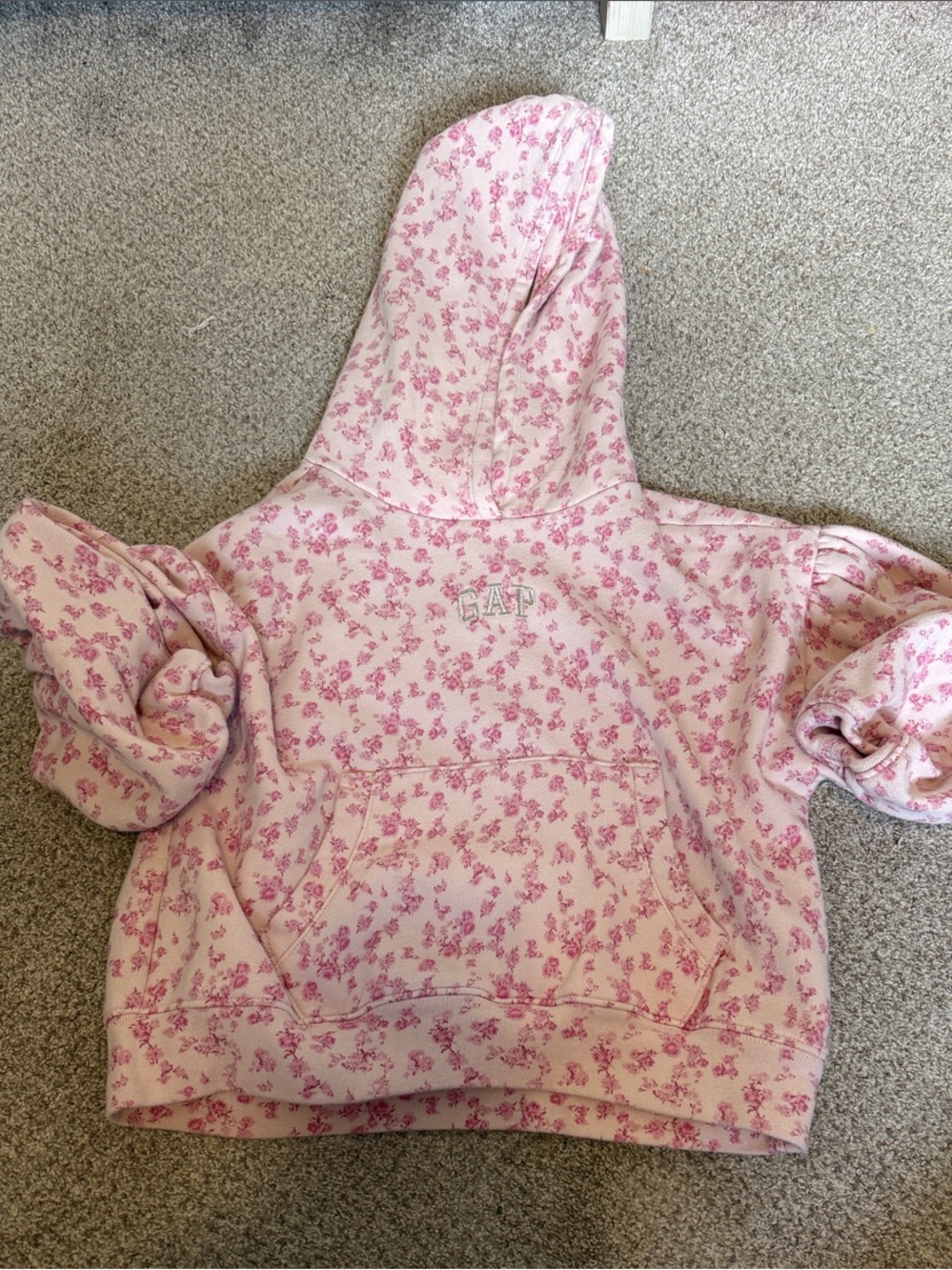 GAP Light Pink Floral Pullover Hoodie